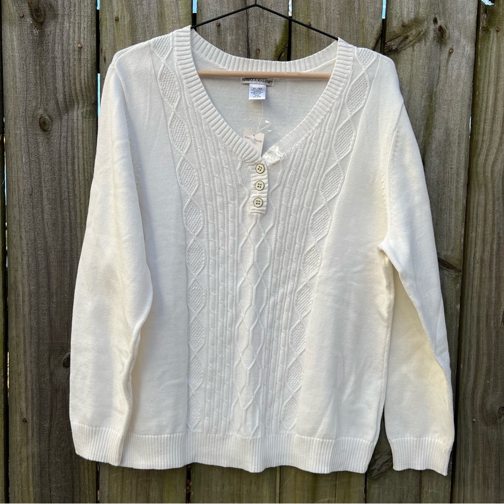 NWT Rebecca Malone Sweater Cozy Winter White